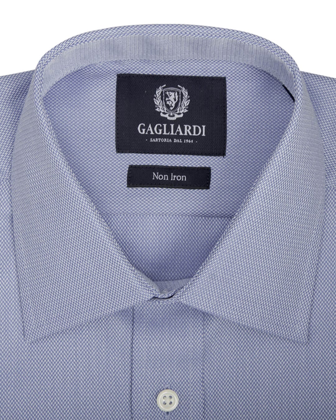 Gagliardi Shirts Mid Blue Chevron Tailored Fit Classic Collar Shirt