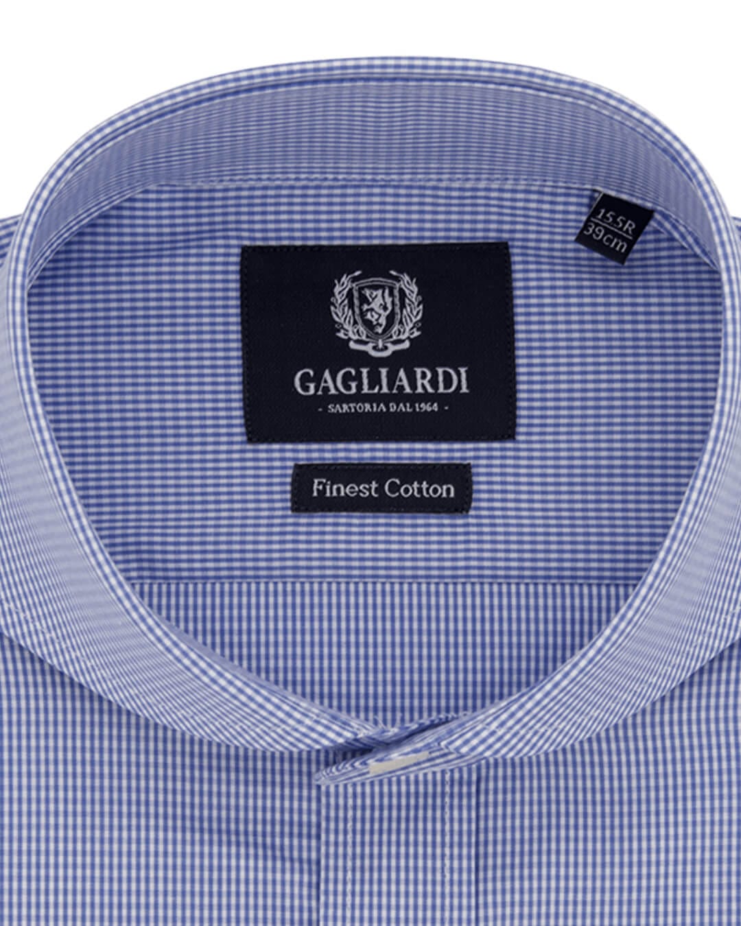 Gagliardi Shirts Mid Blue Micro Gingham Business Shirt