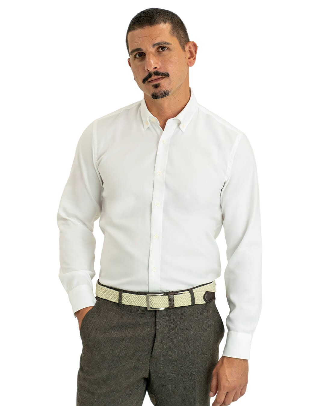 Gagliardi Shirts Slim Fit White Oxford Non Iron Button-Down Shirt