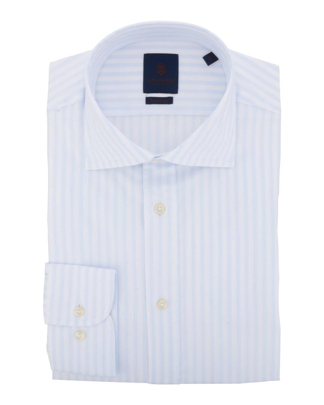 Gagliardi Shirts White with Subtle Sky Striped Cutaway Collar Shirt
