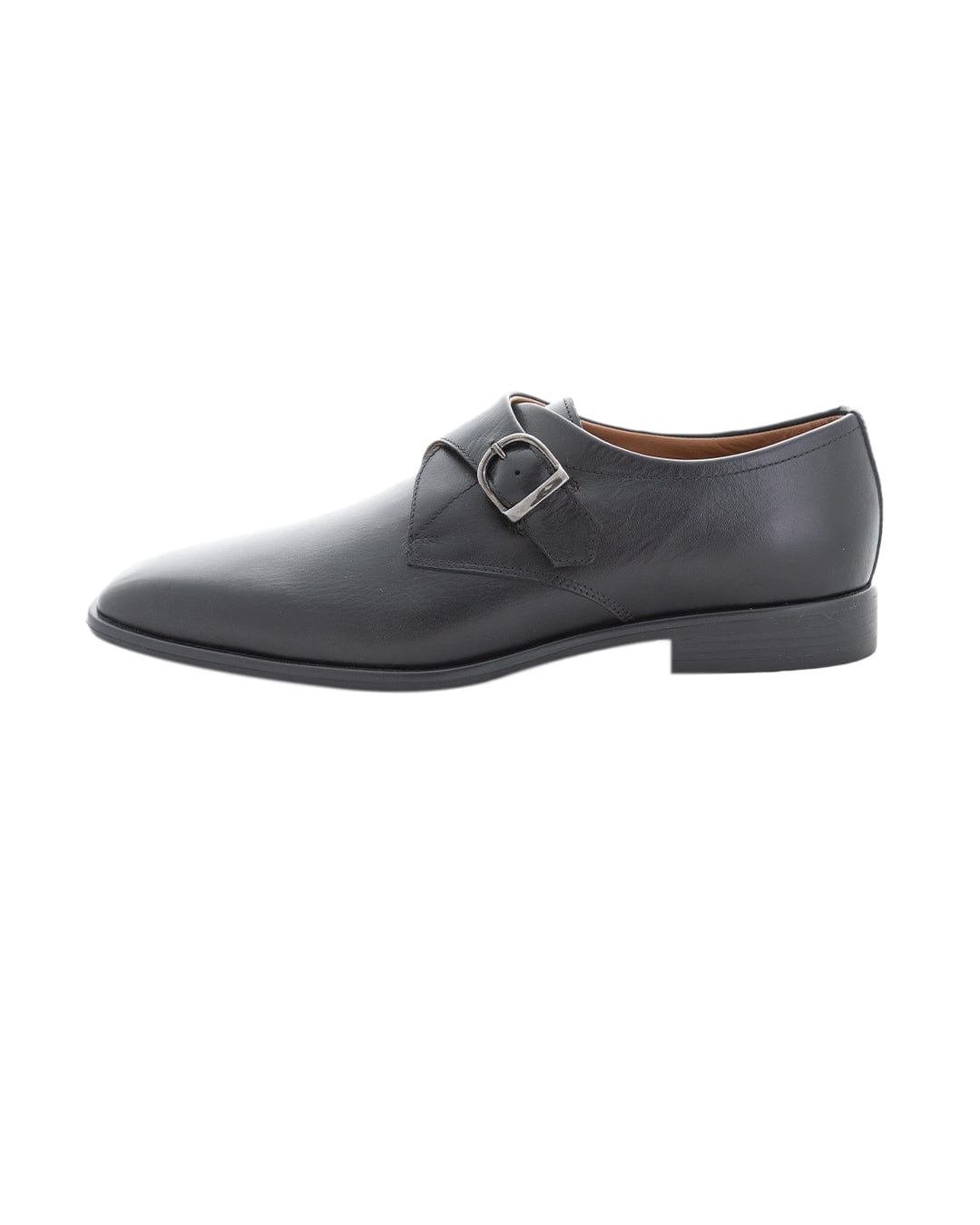 Gagliardi Shoes Gagliardi Black Leather Single Buckle Monk Shoes