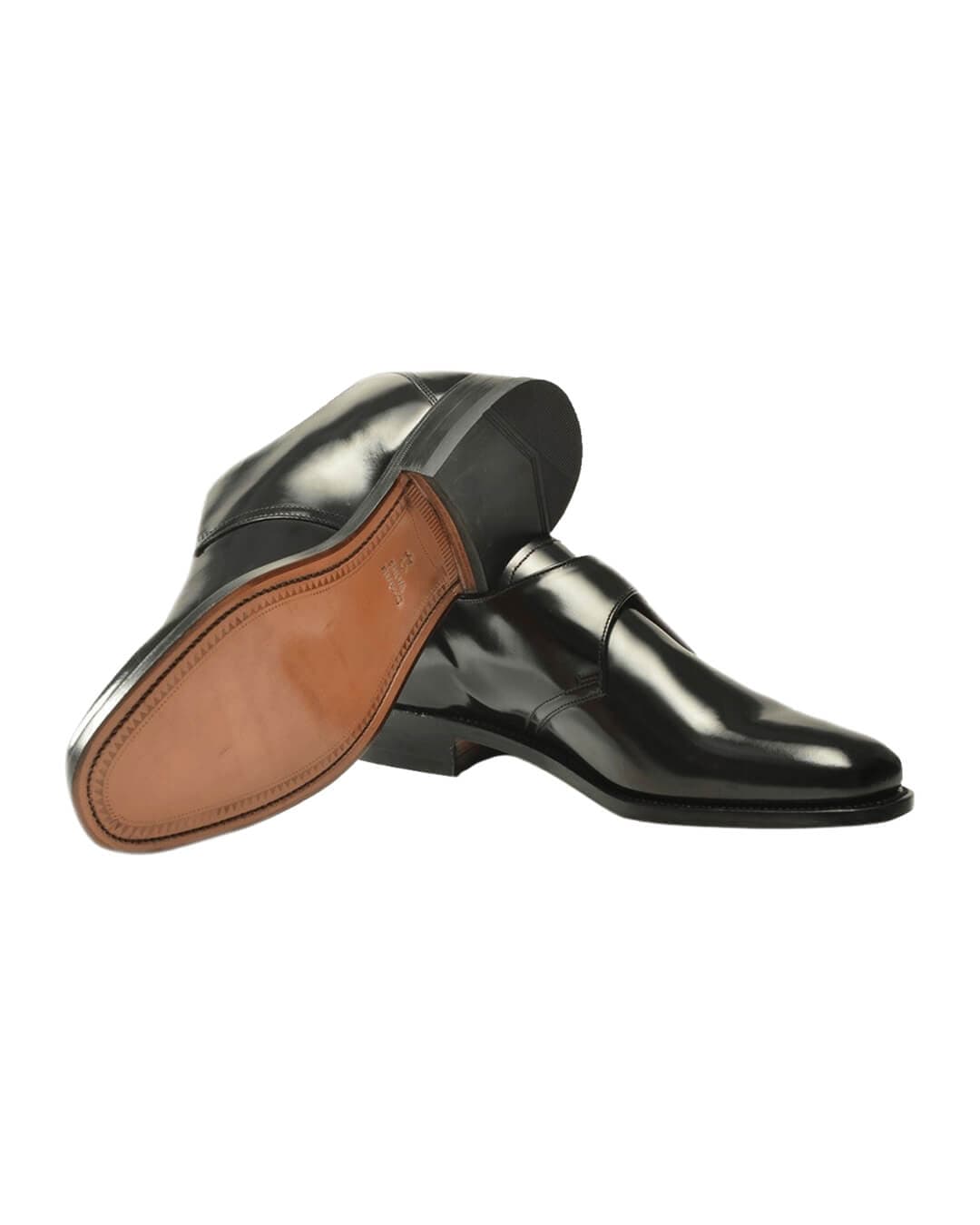 Gagliardi Shoes Gagliardi Black Polished Leather Monk Strap Shoes