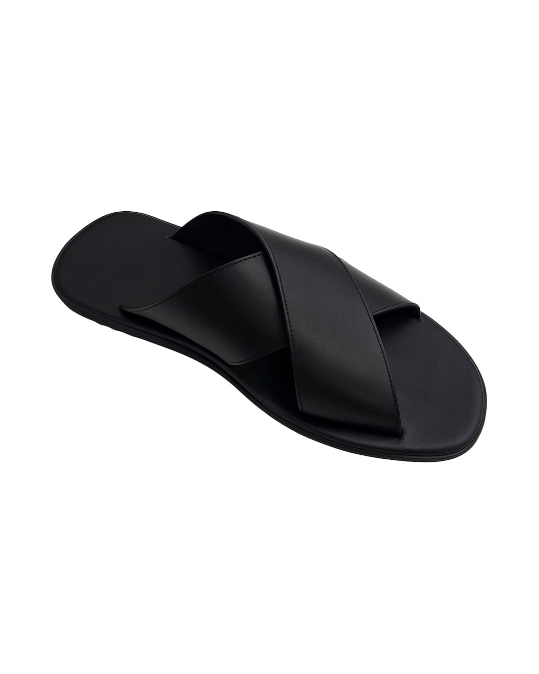Gagliardi Shoes Gagliardi Black Shoes Sliders Cross Strap Leather