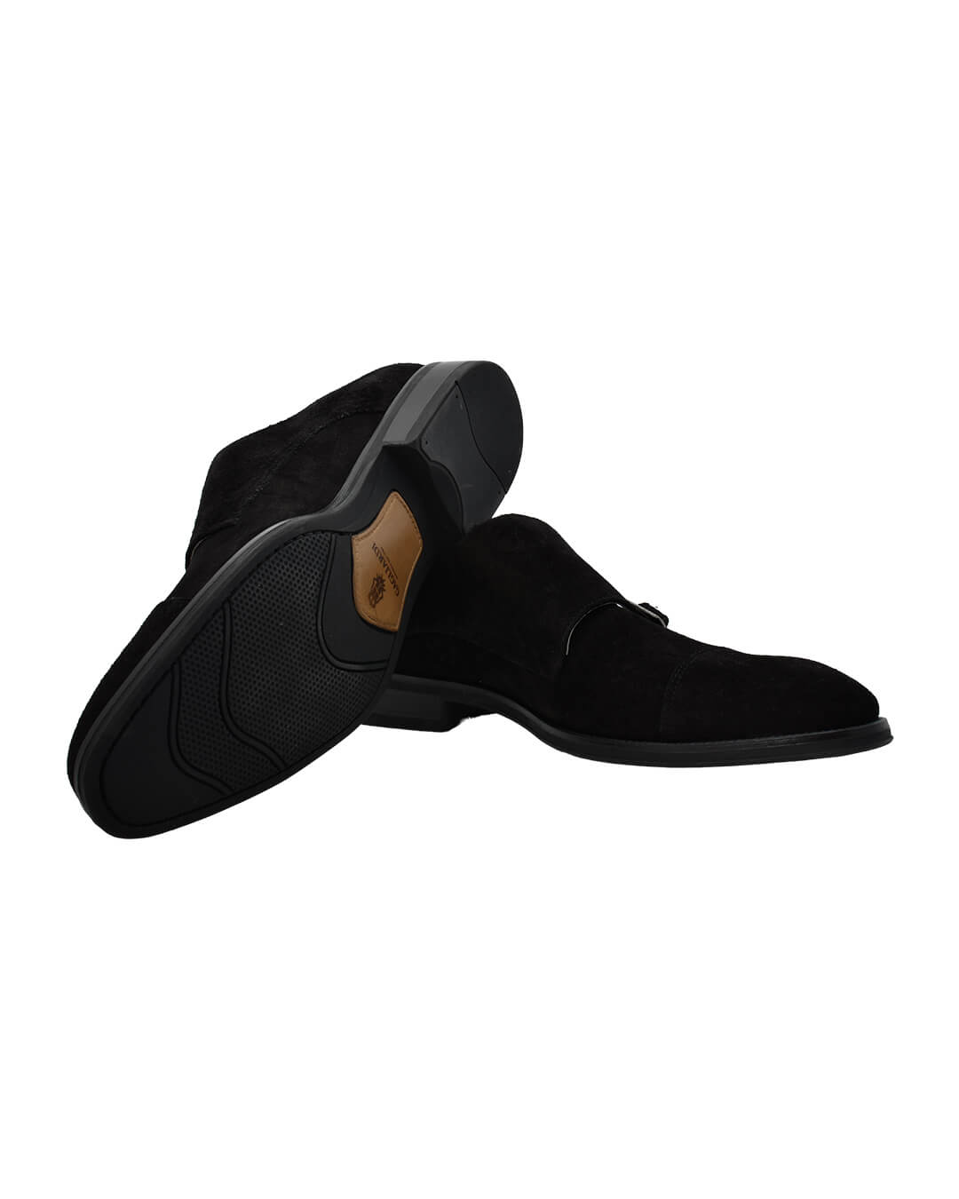 Gagliardi Shoes Gagliardi Black Suede Double Monk Shoes