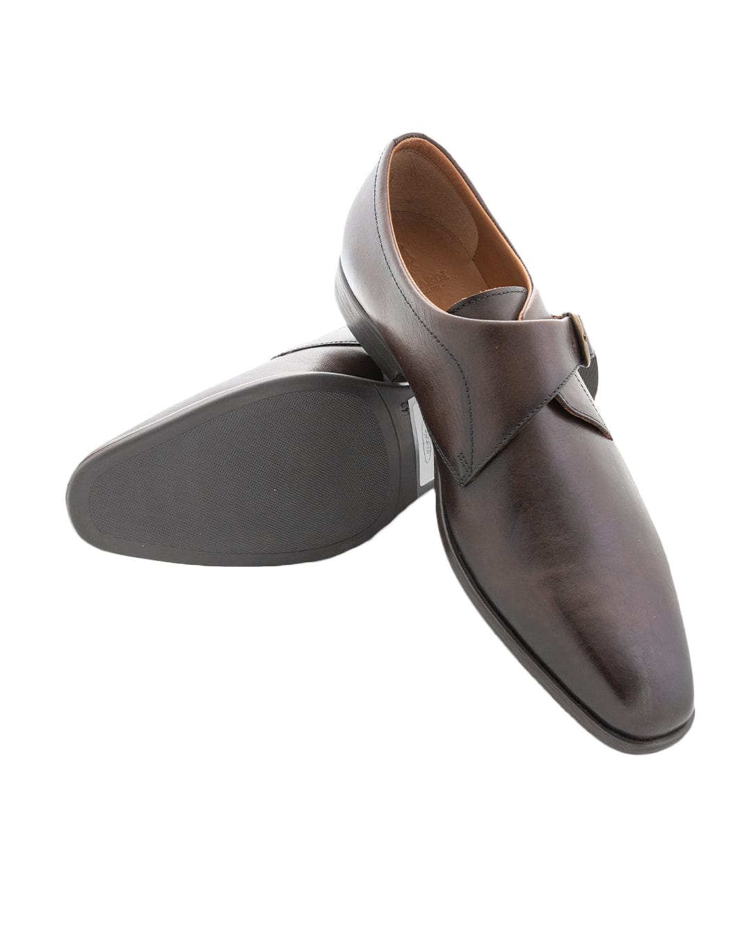 Gagliardi Shoes Gagliardi Brown Leather Single Buckle Monk Shoes