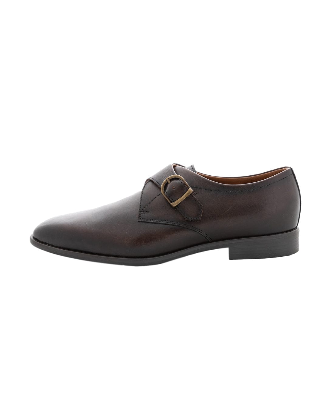 Gagliardi Shoes Gagliardi Brown Leather Single Buckle Monk Shoes