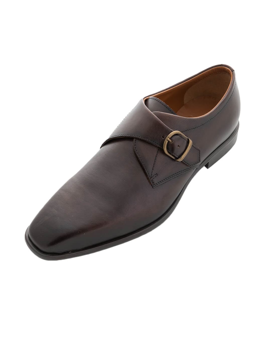 Gagliardi Shoes Gagliardi Brown Leather Single Buckle Monk Shoes