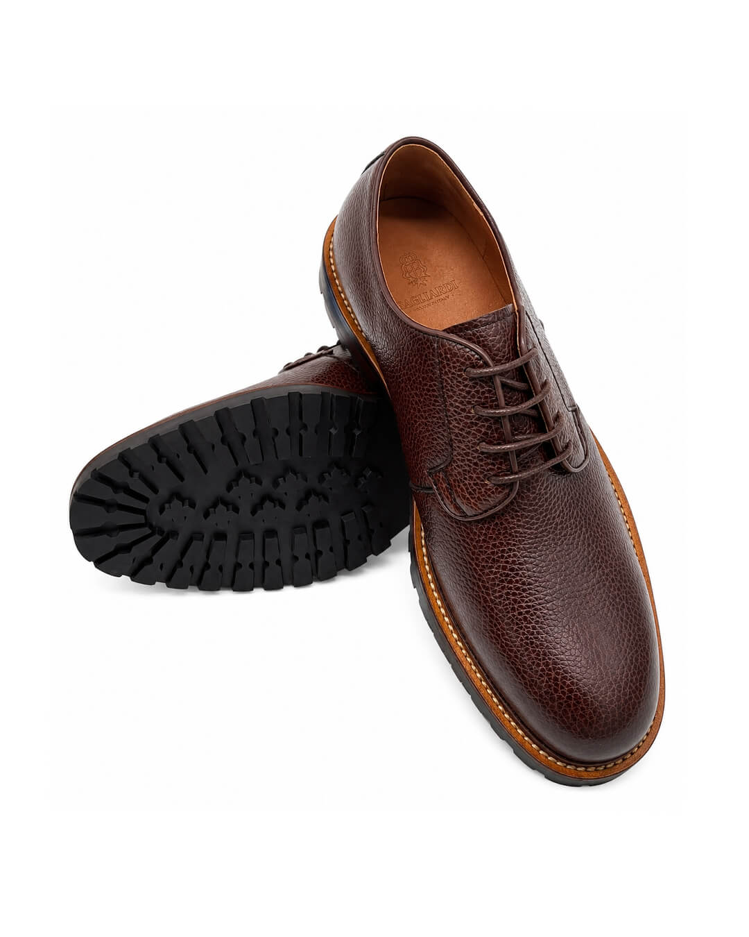 Gagliardi Shoes Gagliardi Brown Shoes Derby Cleated Sole Grain Leather