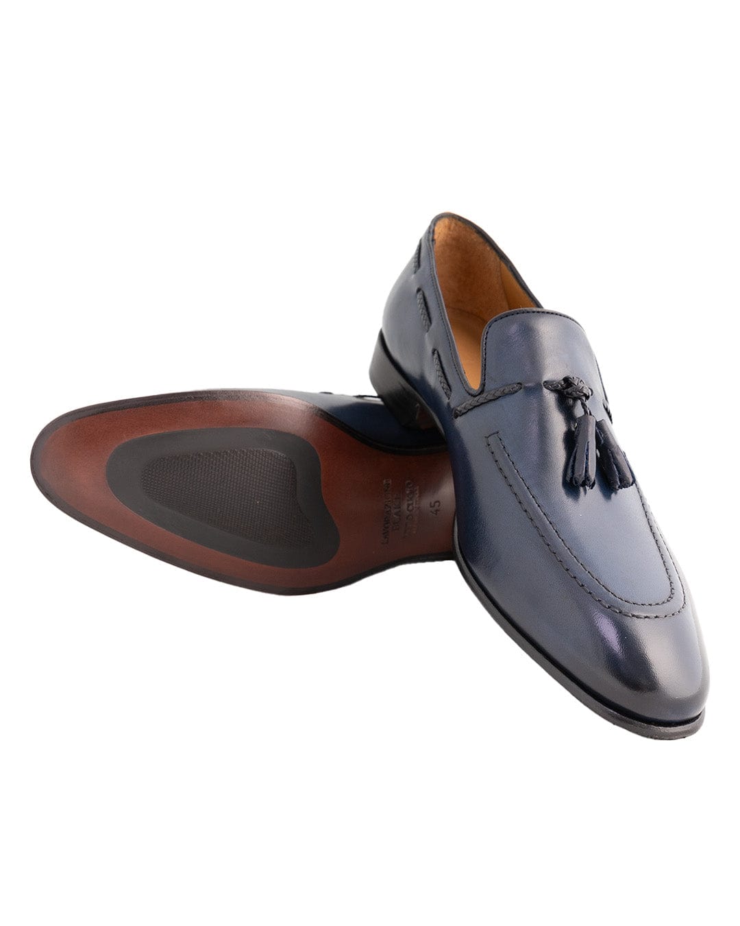 Gagliardi Shoes Gagliardi Navy Made In Italy Tassle Loafers