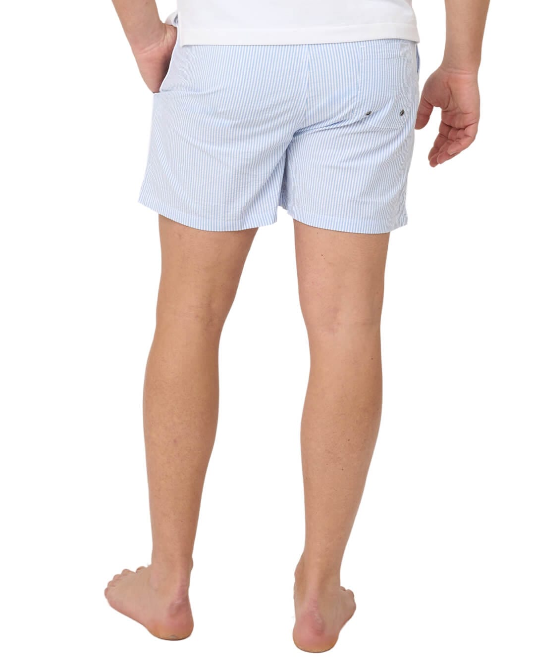 Gagliardi Shorts Gagliardi Sky Seersucker Piped Swim Shorts