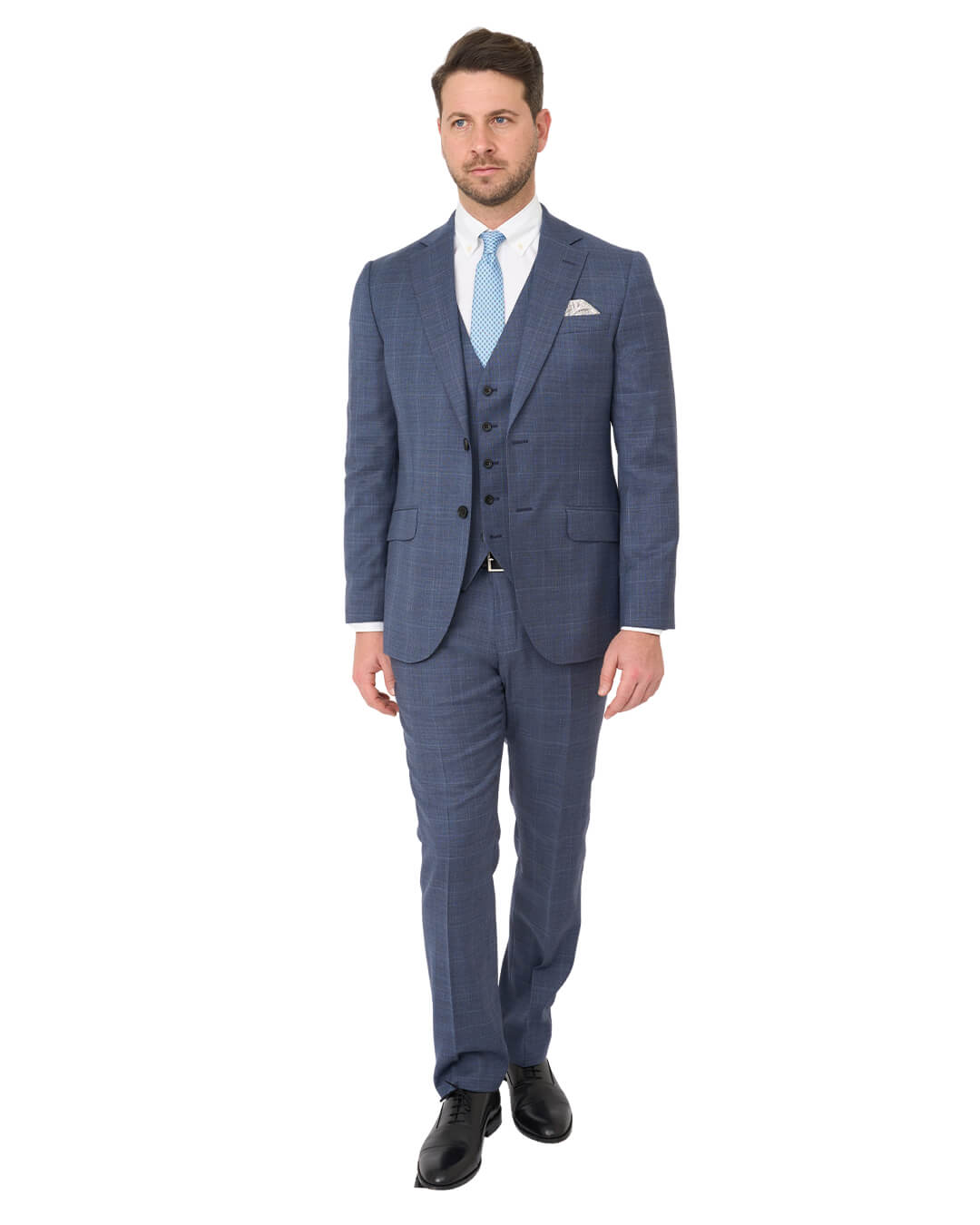 Gagliardi Suits Gagliardi Blue Natural Stretch Sharkskin Check Suit