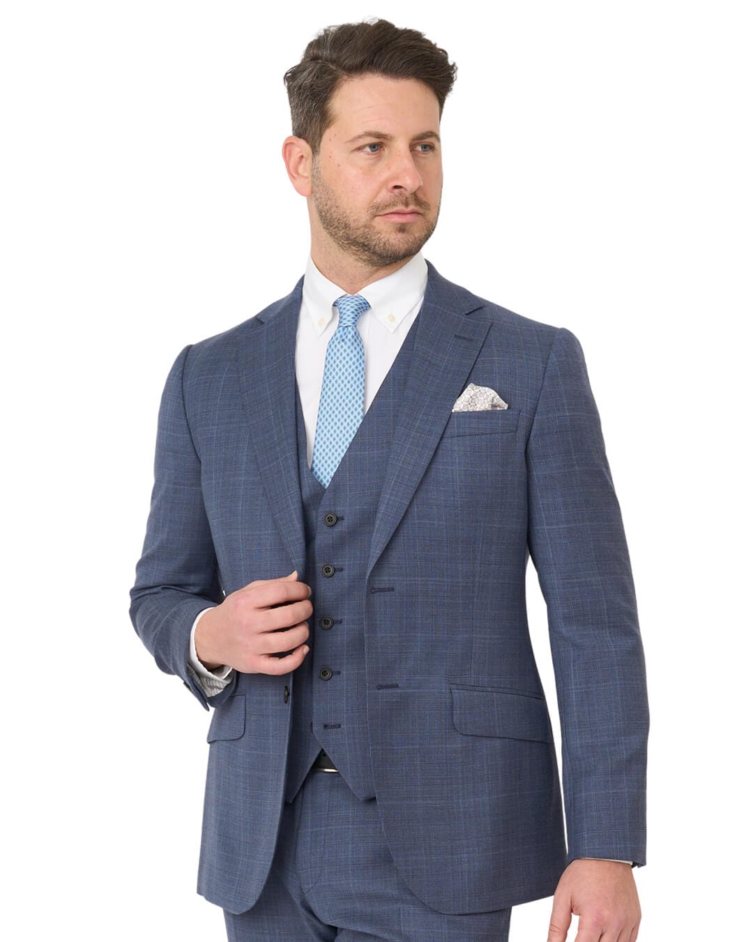 Gagliardi Suits Gagliardi Blue Natural Stretch Sharkskin Check Suit