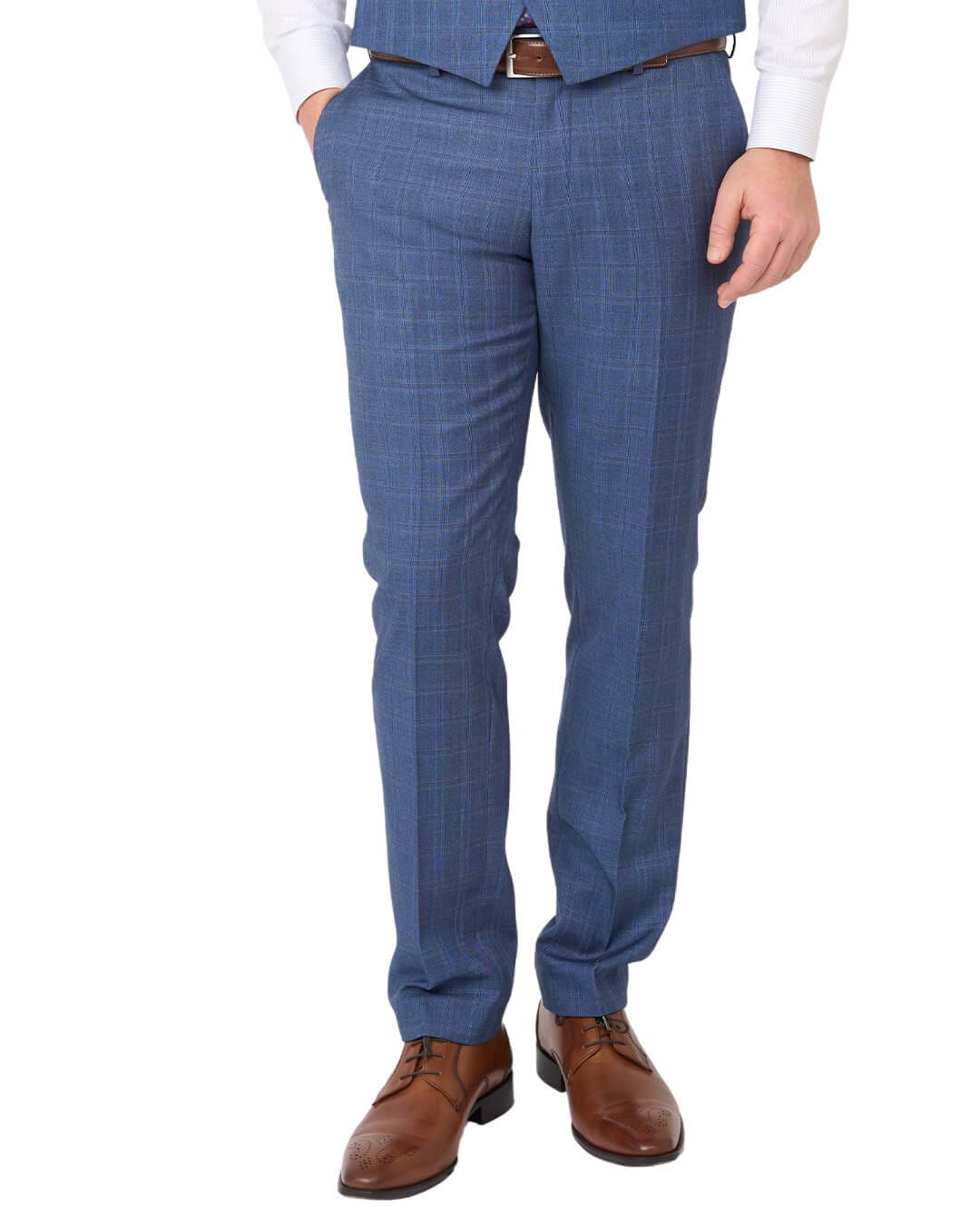 Gagliardi Suits Gagliardi Blue Sharkskin Check Machine Washable Suit