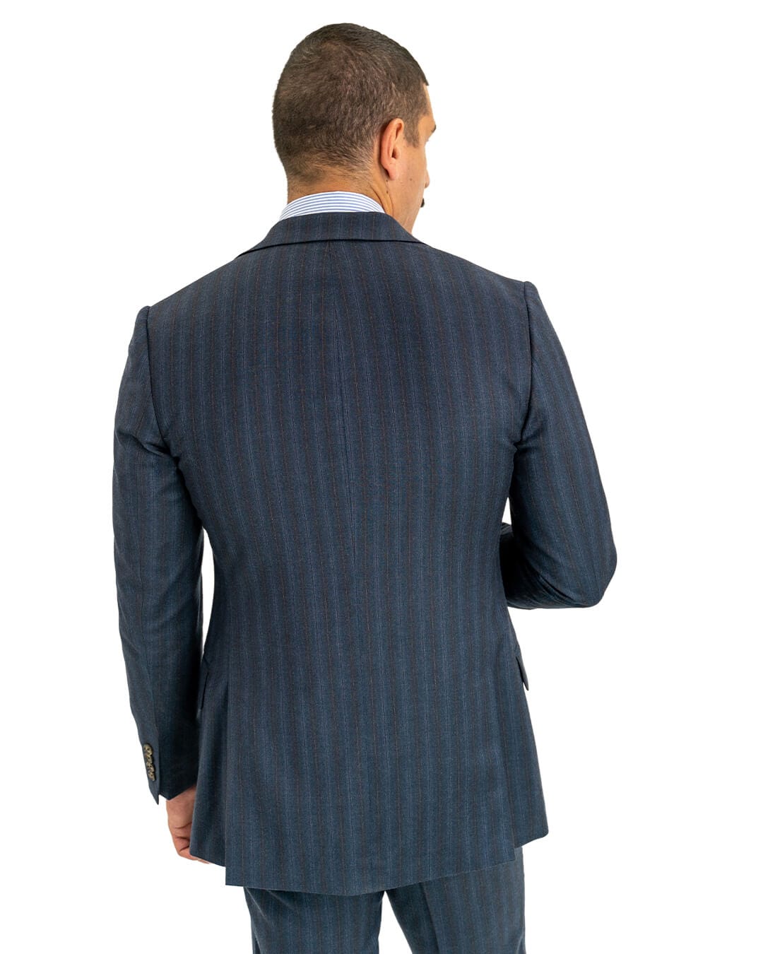 Gagliardi Suits Gagliardi Blue With Burgundy Stripe Italian Flannel Suit
