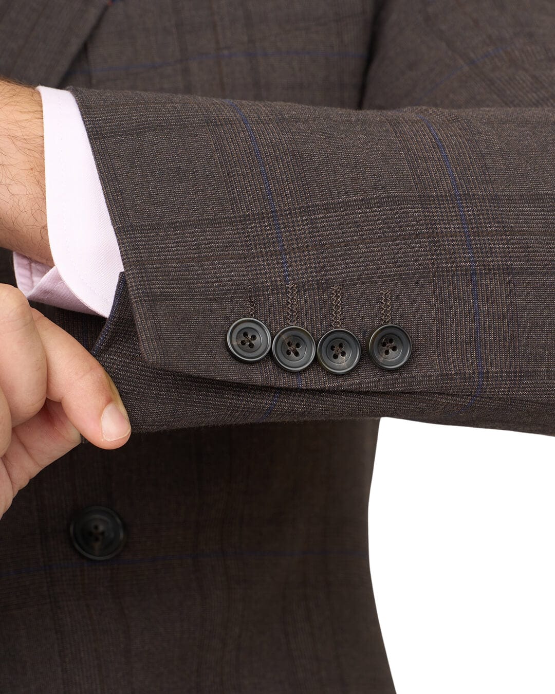 Gagliardi Suits Gagliardi Brown Check Double Breasted Machine Washable Suit