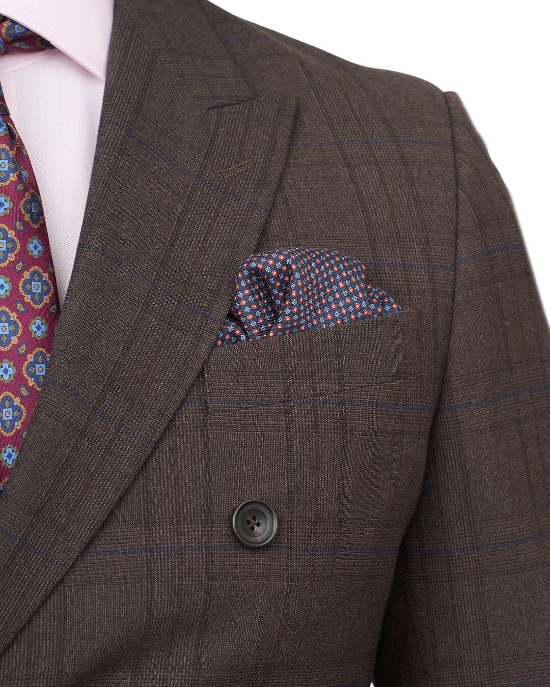 Gagliardi Suits Gagliardi Brown Check Double Breasted Machine Washable Suit