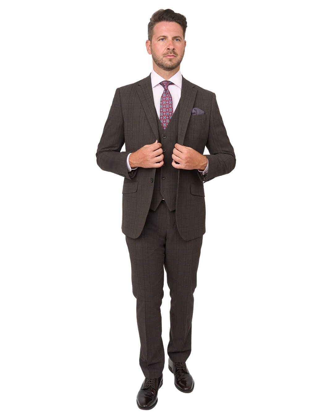 Gagliardi Suits Gagliardi Brown Check Machine Washable Suit