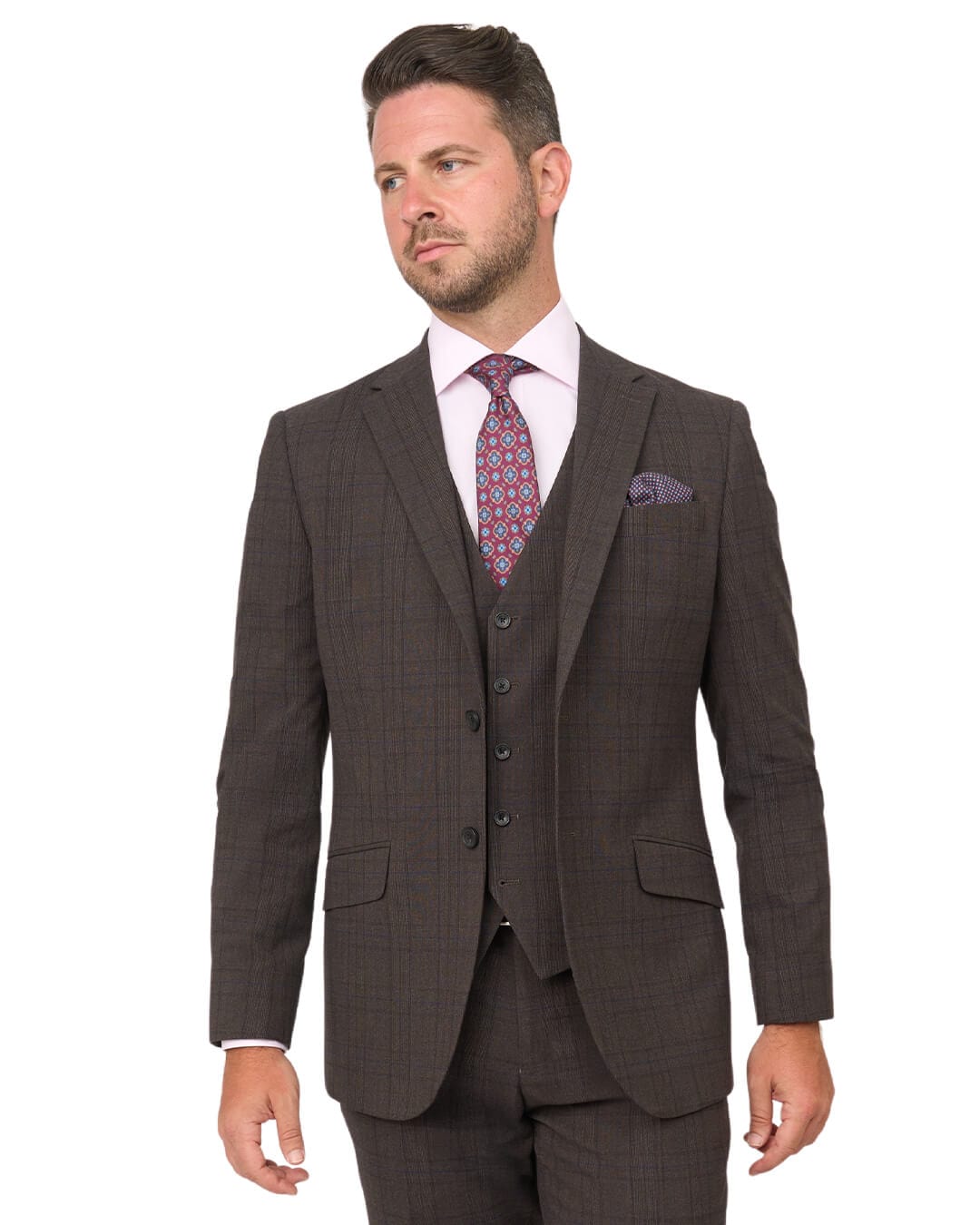 Gagliardi Suits Gagliardi Brown Check Machine Washable Suit