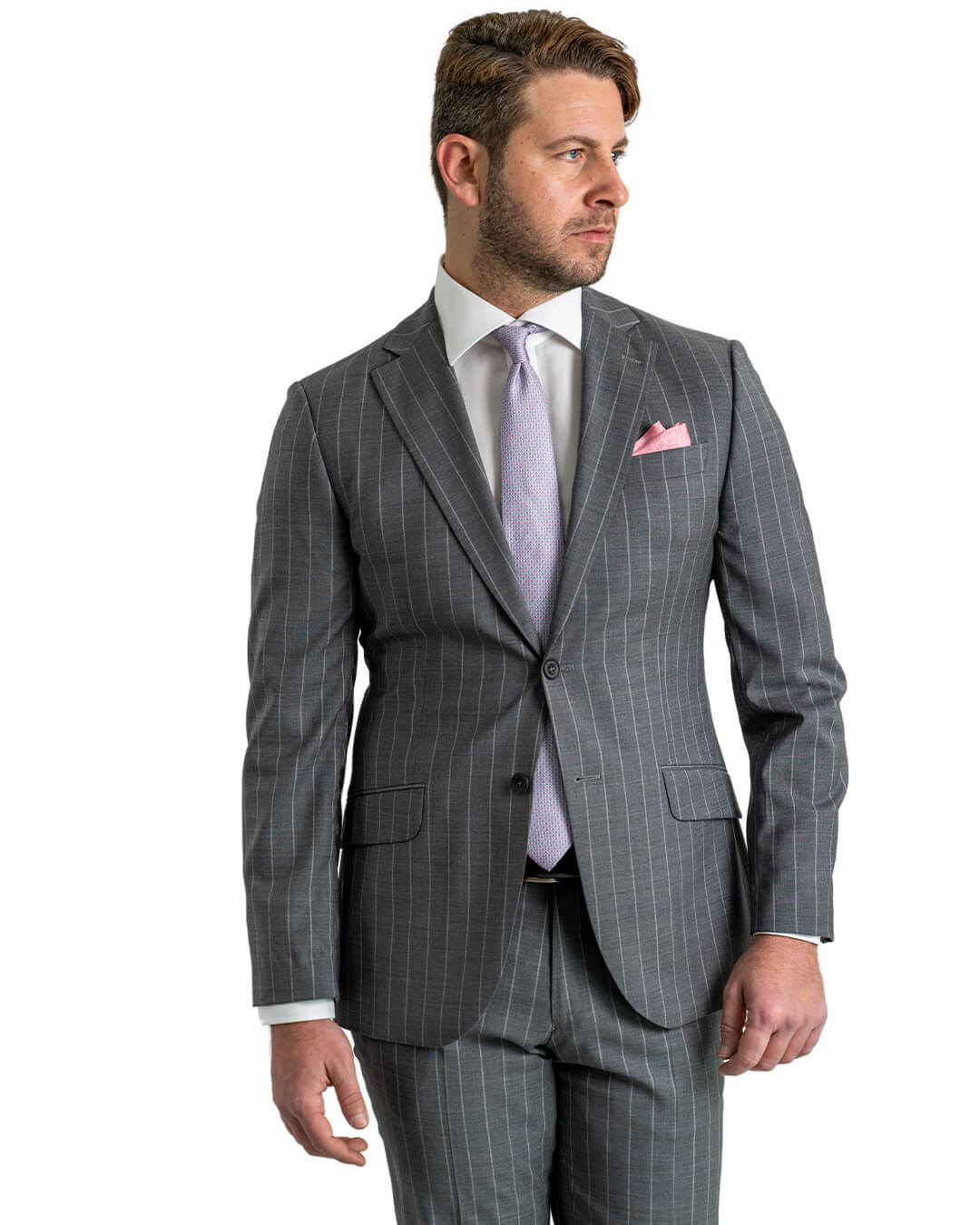Gagliardi Suits Gagliardi Grey Reda Super 100s Wide Subtle Stripe Suit