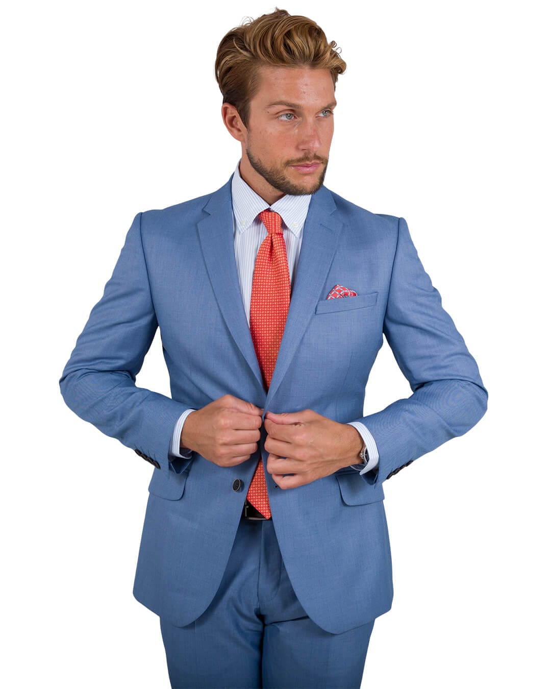 Gagliardi Suits Gagliardi Light Blue Sharkskin Machine Washable Suit