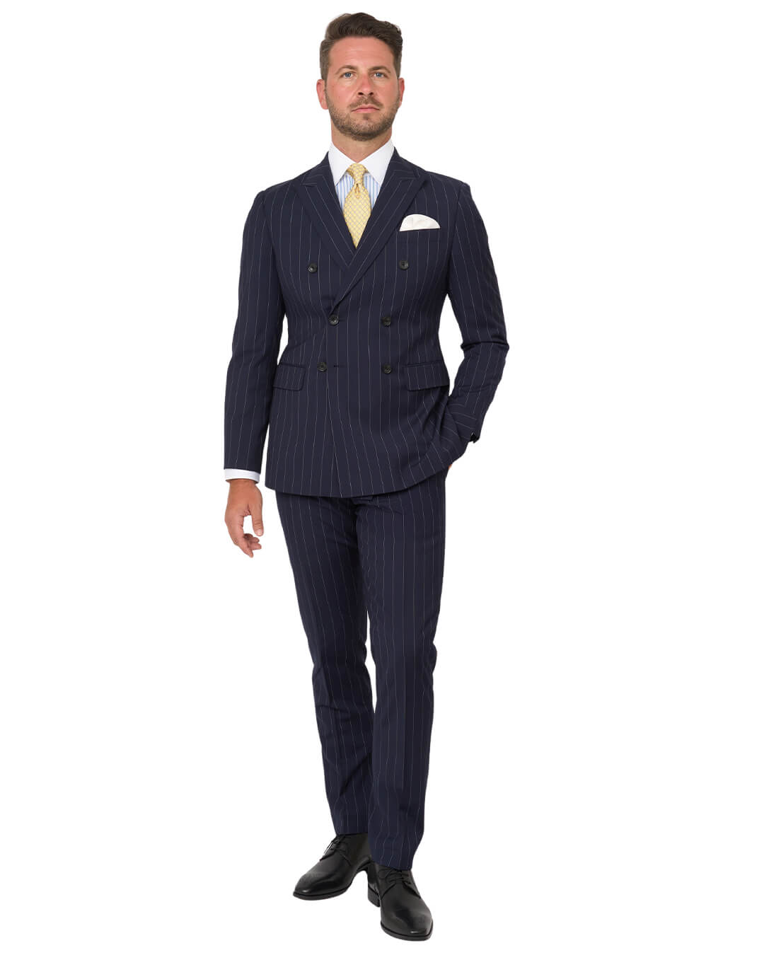 Gagliardi Suits Gagliardi Navy Stripe Double Breasted Machine Washable Suit