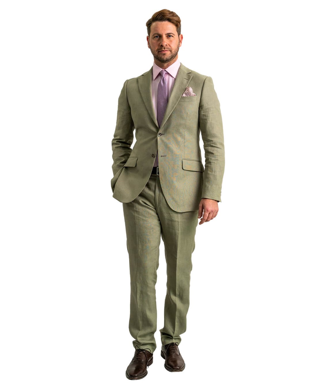 Gagliardi Suits Gagliardi Olive Duca Visconti di Modrone Italian Linen Suit