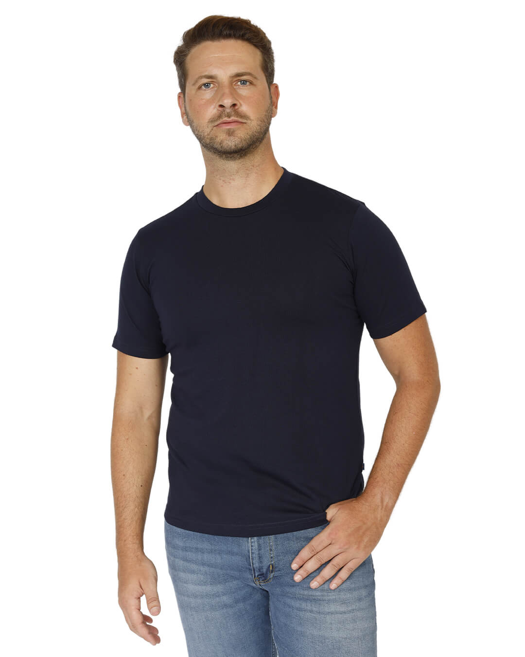 Gagliardi T-Shirts Gagliardi Navy Cotton Crew Neck