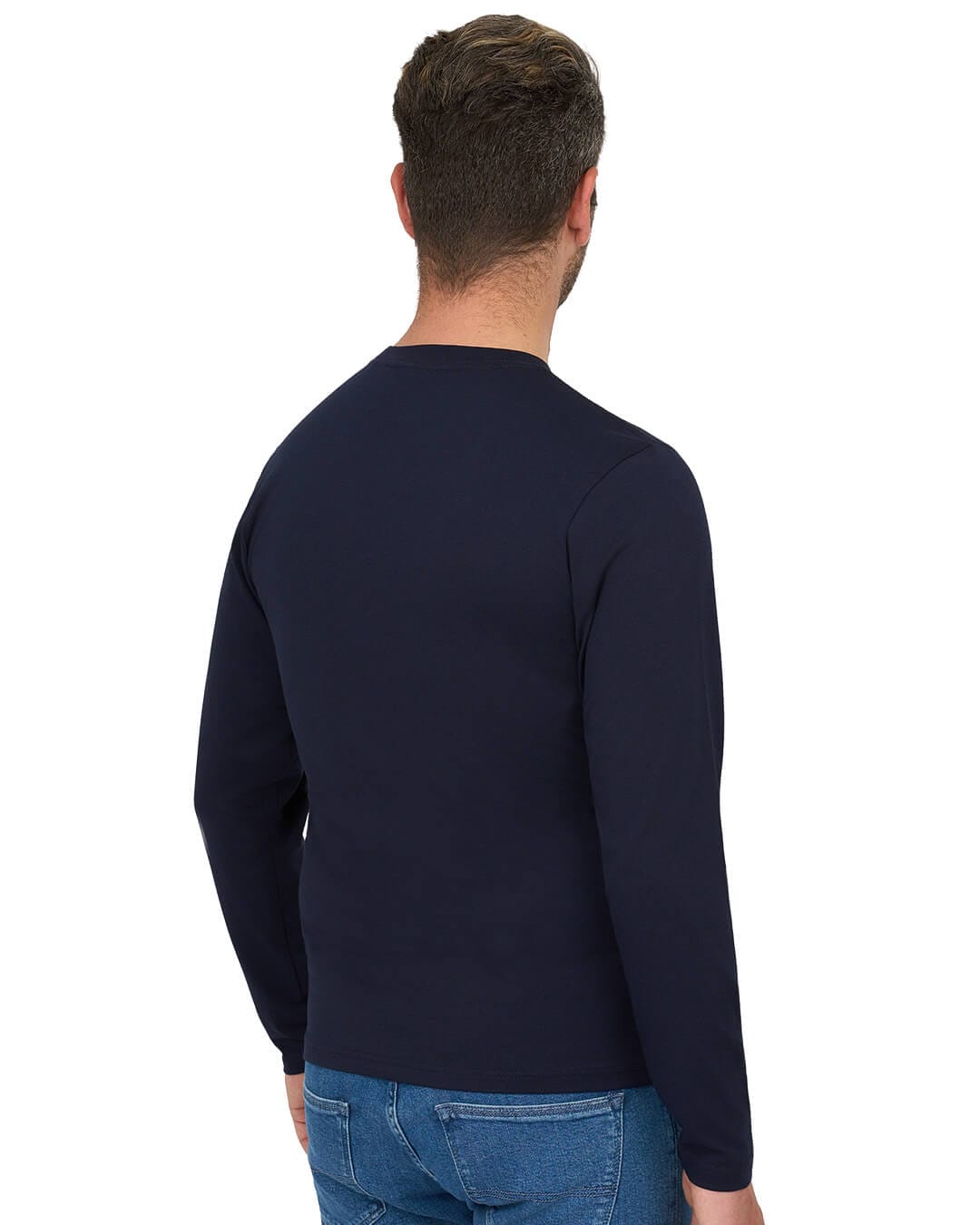 Gagliardi T-Shirts Gagliardi Navy Long Sleeve Cotton Stretch T-Shirt