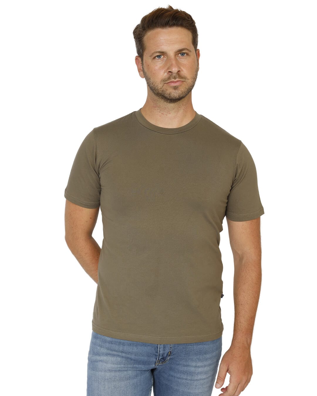 Gagliardi T-Shirts Gagliardi Olive Green Cotton Crew Neck