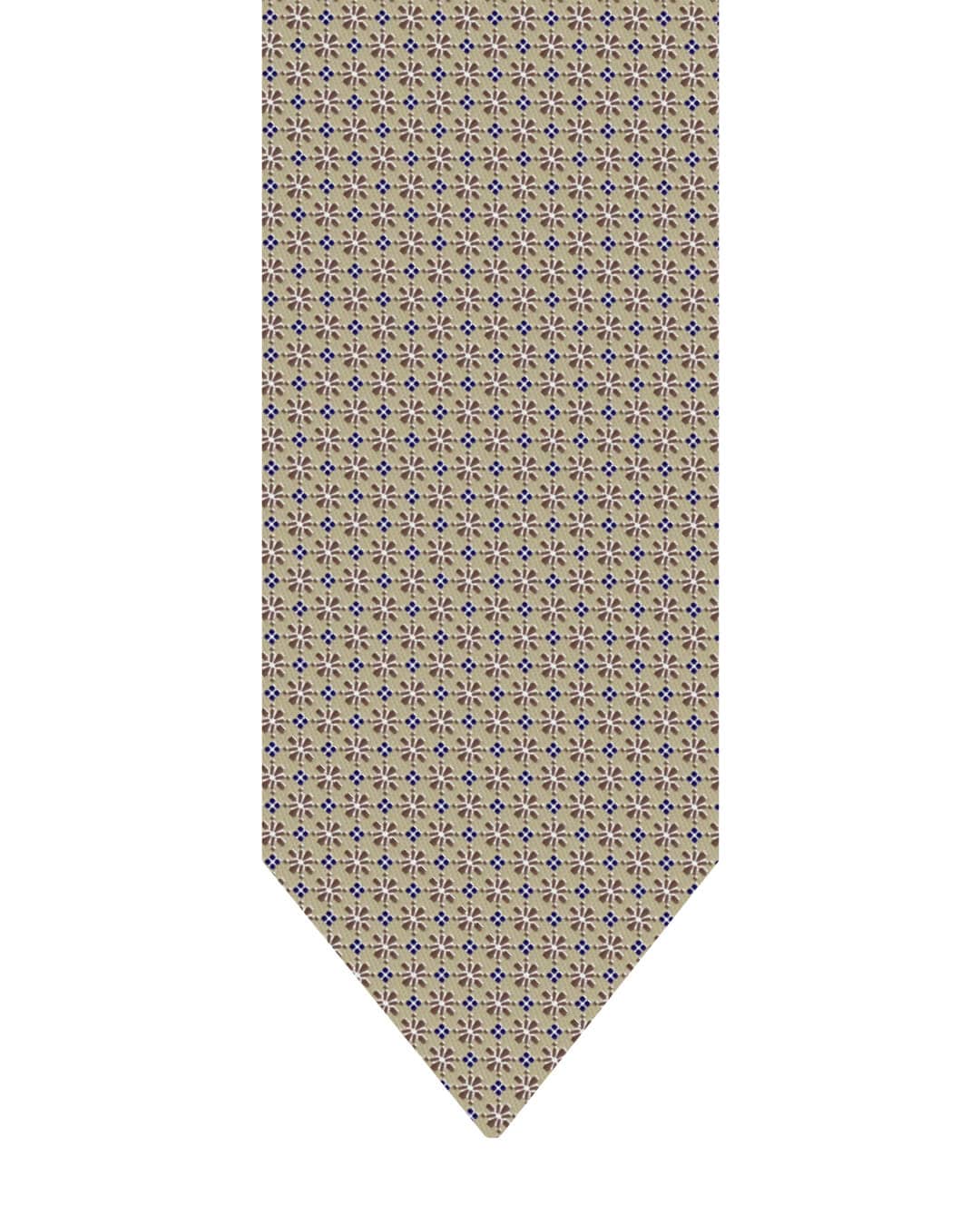 Gagliardi Ties ONE Gagliardi Beige Floral & Box Italian Silk Tie