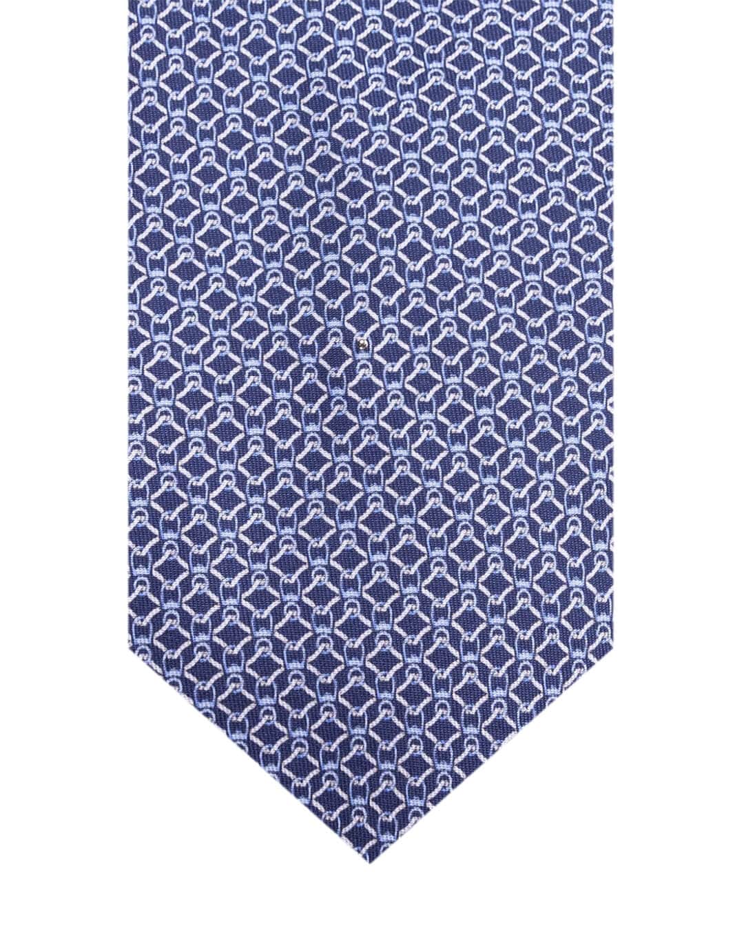 Gagliardi Ties ONE Gagliardi Blue Chain Link Print Italian Silk Tie