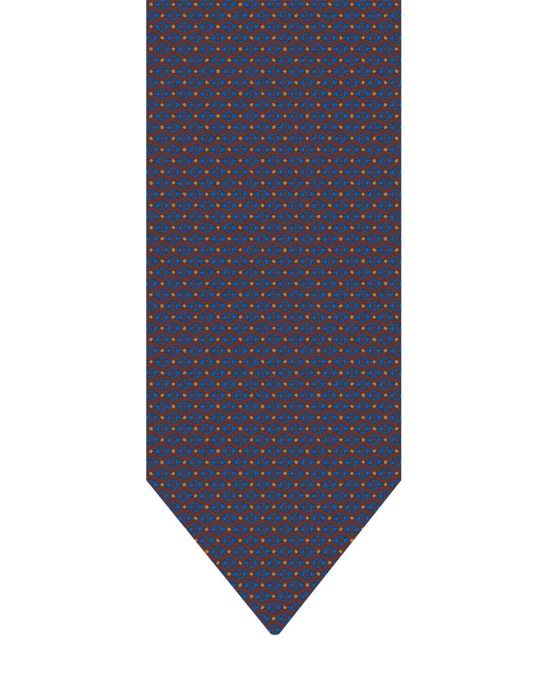 Gagliardi Ties ONE Gagliardi Brown Printed Oval Links Italian Silk Tie