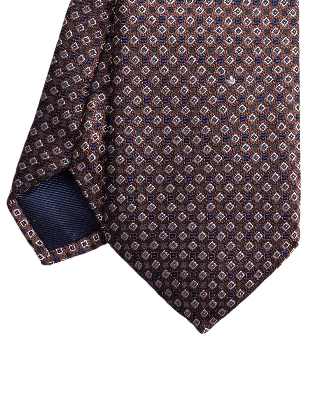Gagliardi Ties ONE Gagliardi Brown Squares Italian Silk Skinny Tie