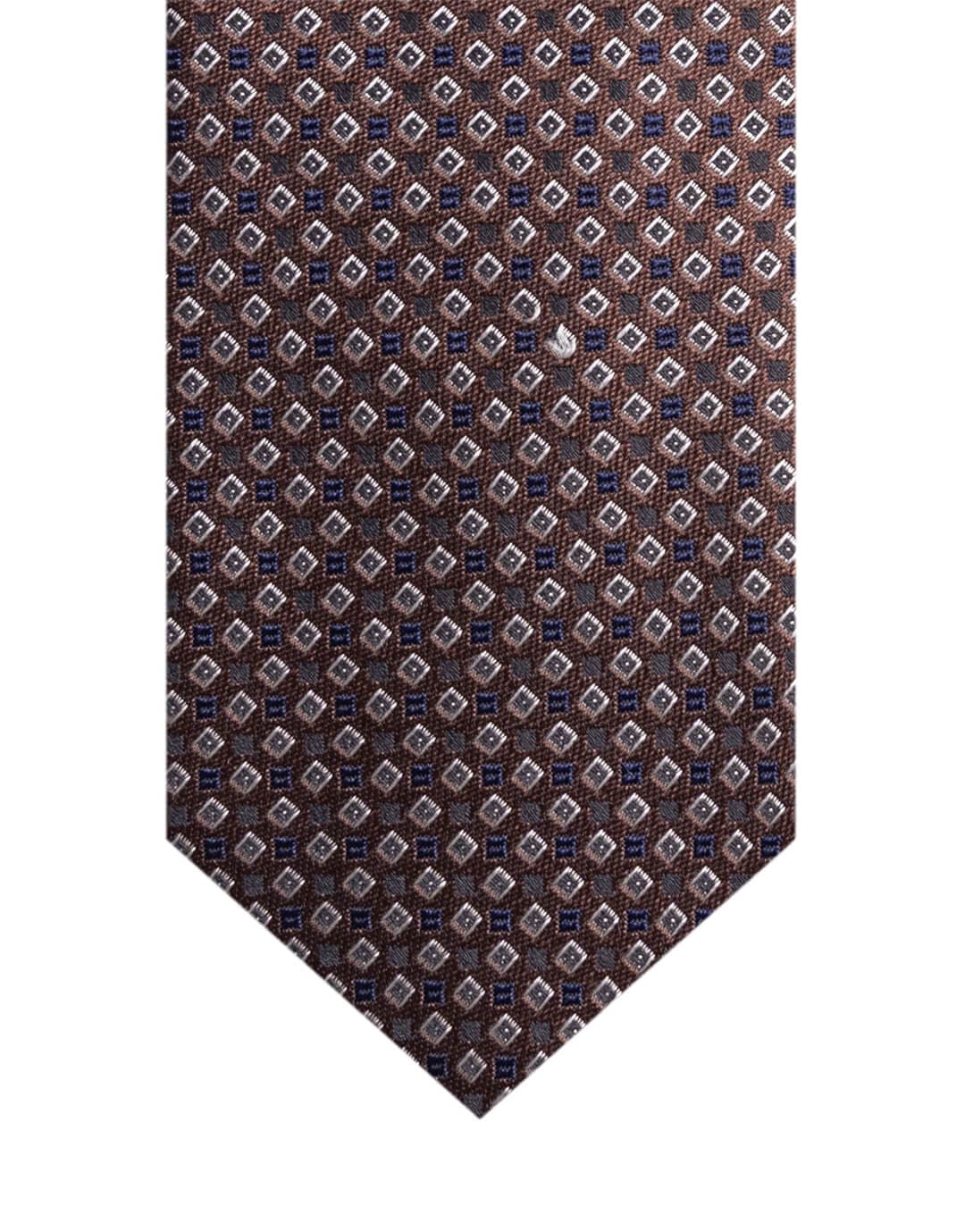 Gagliardi Ties ONE Gagliardi Brown Squares Italian Silk Skinny Tie
