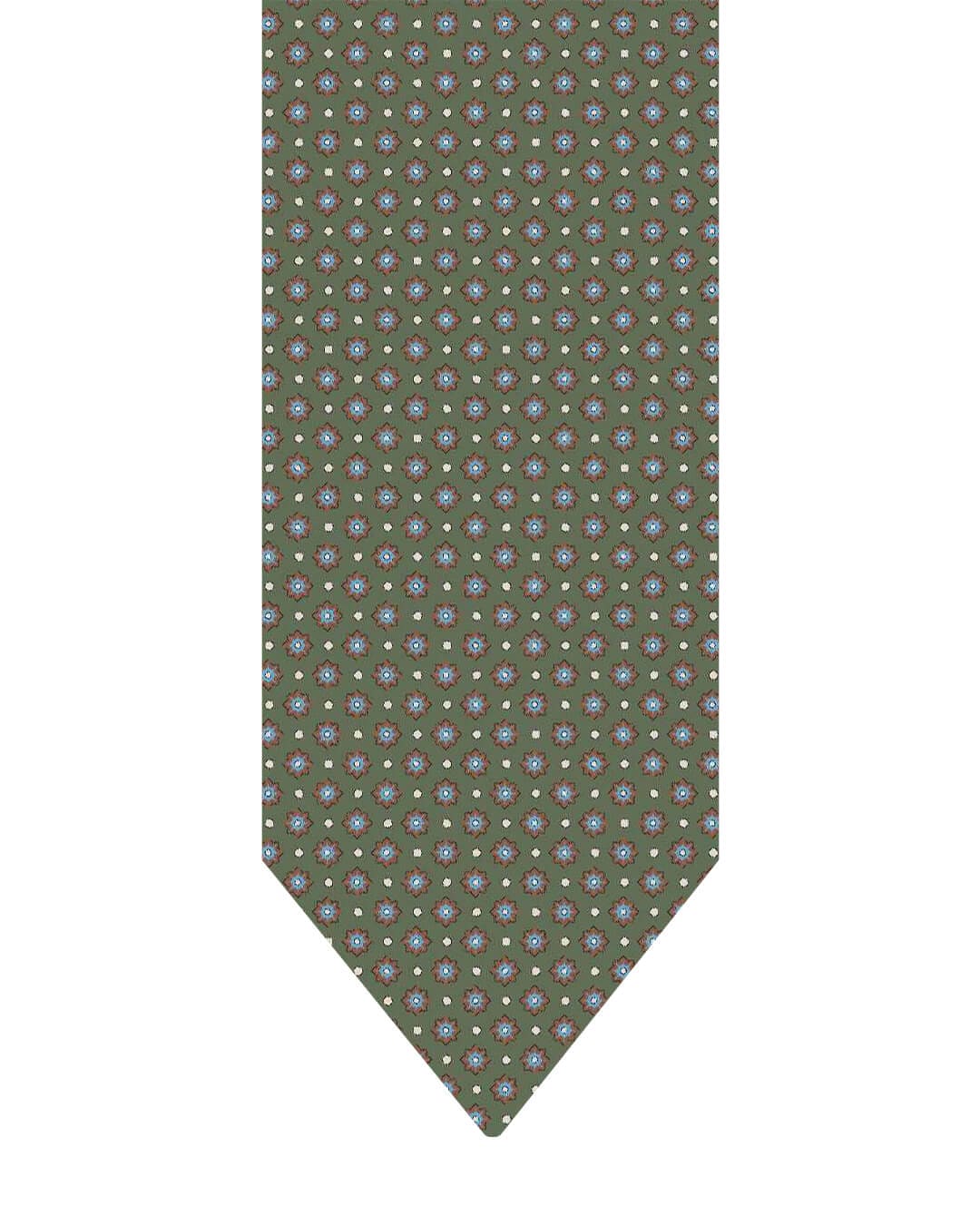 Gagliardi Ties ONE Gagliardi Green Flower Print Italian Silk Tie
