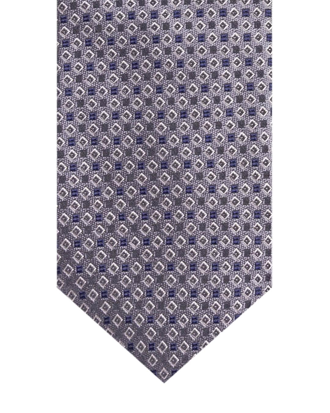 Gagliardi Ties ONE Gagliardi Grey Squares Italian Silk Skinny Tie