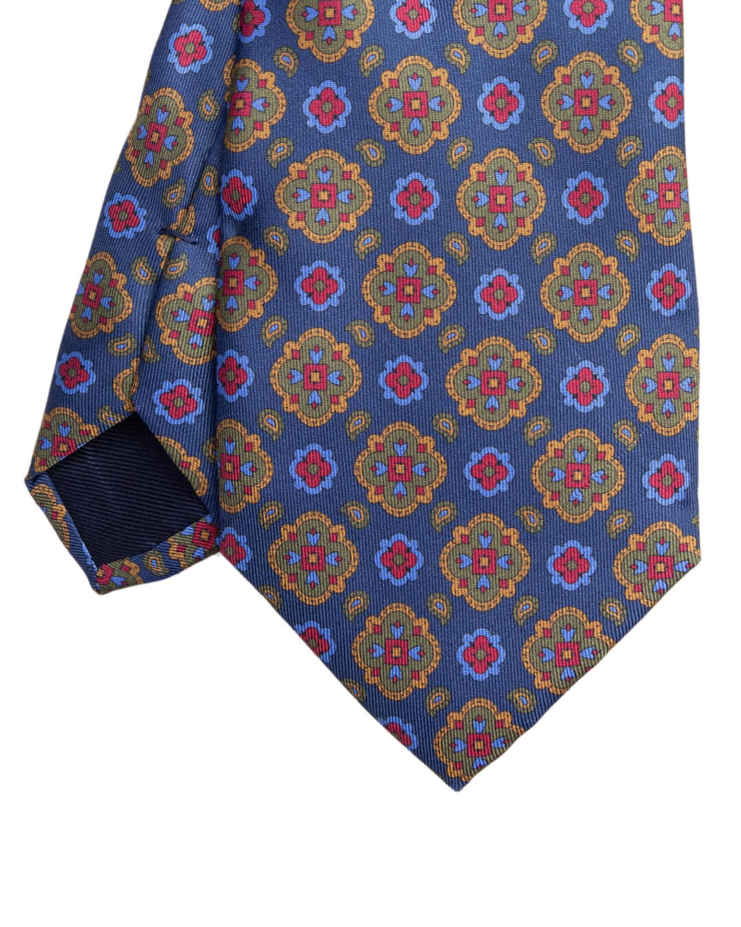 Gagliardi Ties ONE Gagliardi Navy Medallions Print Italian Silk Tie