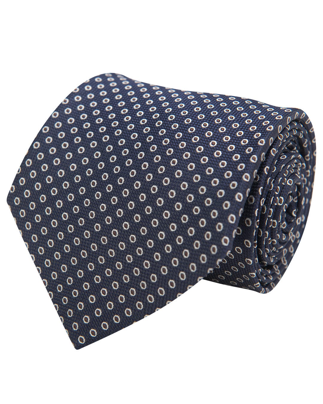 Gagliardi Ties ONE Gagliardi Navy Oxford Weave Circles Italian Silk Tie