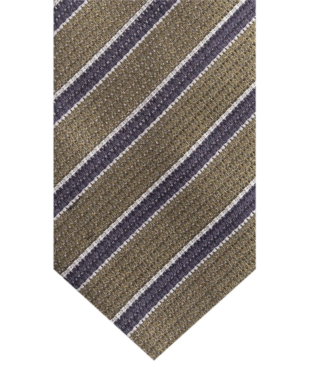 Gagliardi Ties ONE Gagliardi Olive Striped Italian Wool &amp; Silk Tie