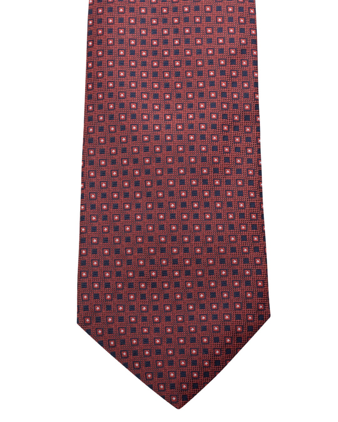 Gagliardi Ties ONE Gagliardi Red Box Motif Oxford Weave Italian Silk Tie