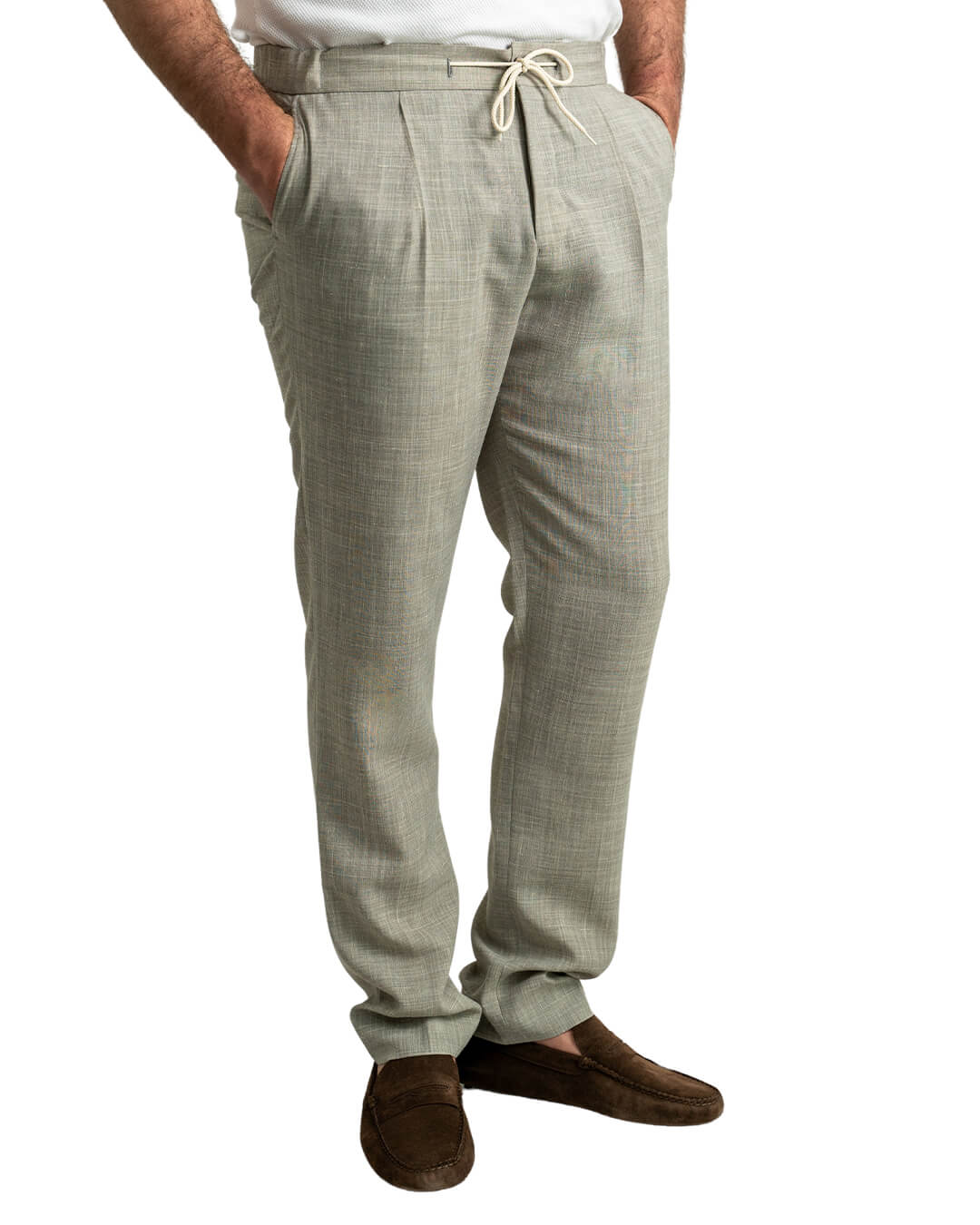 Gagliardi Trousers Gagliardi Beige Linen Blend Drawstring Trousers