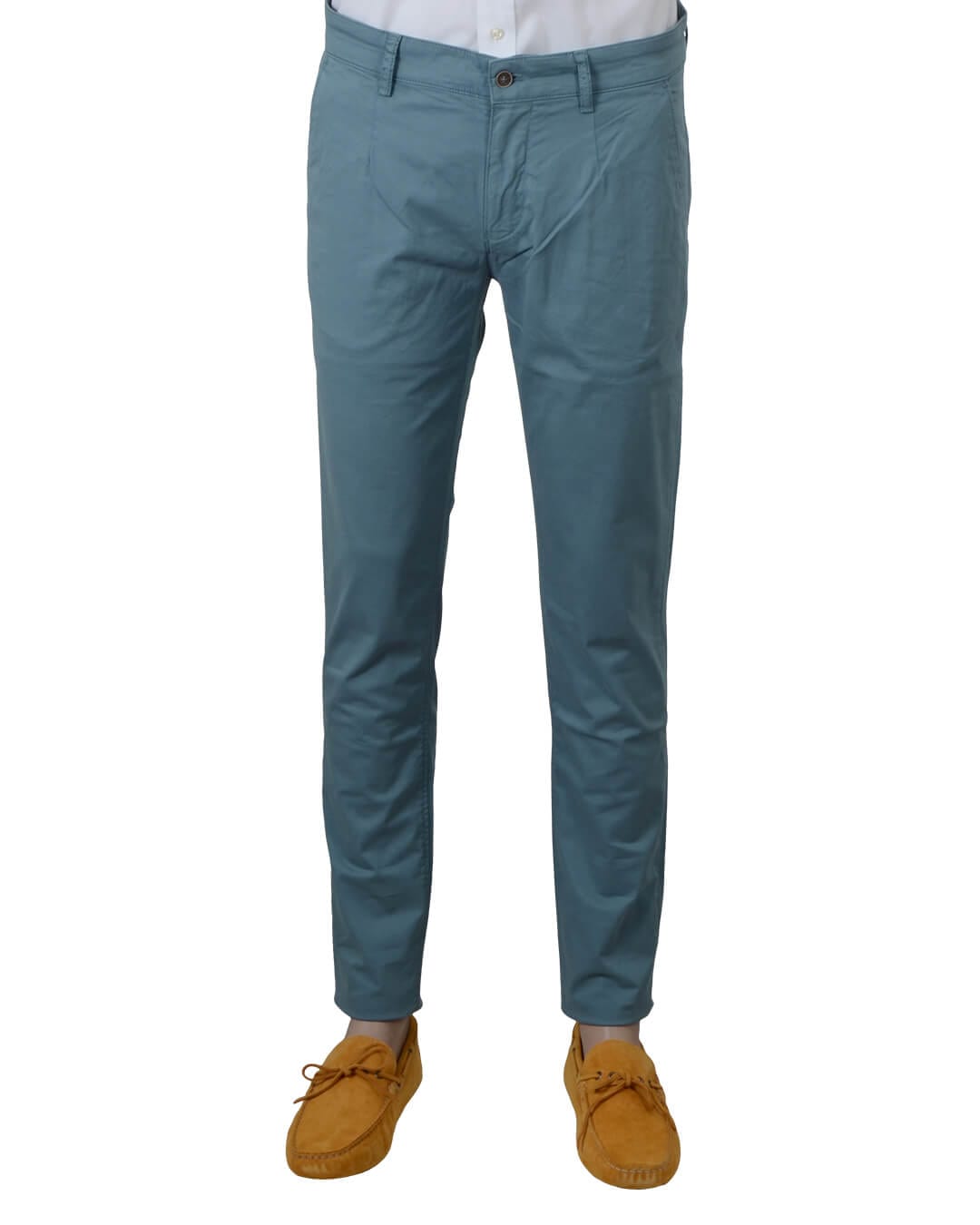 Gagliardi Trousers Gagliardi Blue Herringbone Garment Dyed Chino Trousers