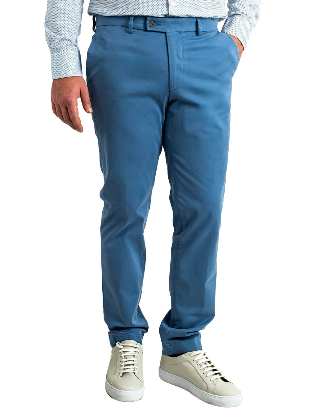 Gagliardi Trousers Gagliardi Light Blue Garment Washed Stretch Cotton Twill Trousers