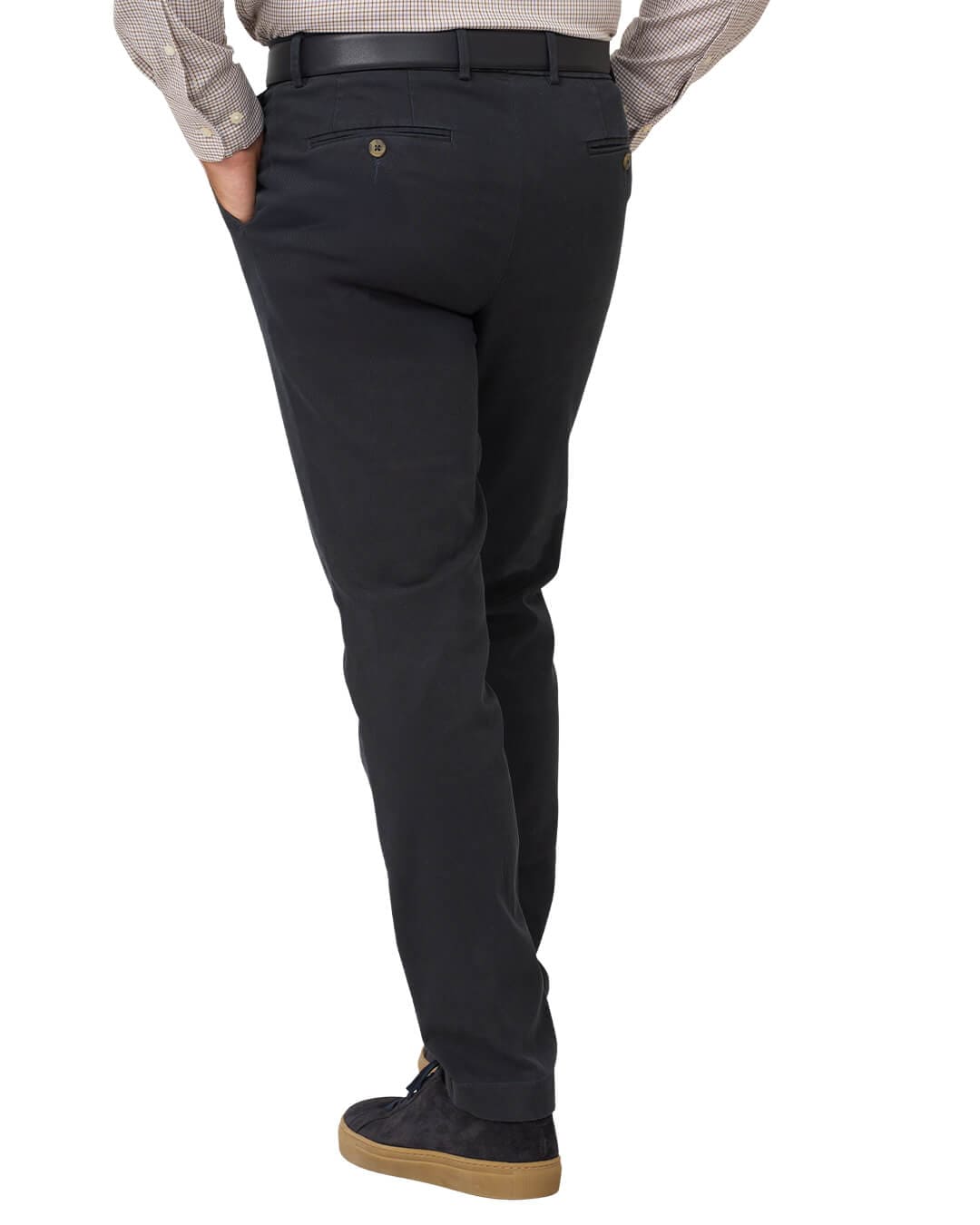Gagliardi Trousers Gagliardi Navy Basketweave Stretch Cotton Trousers