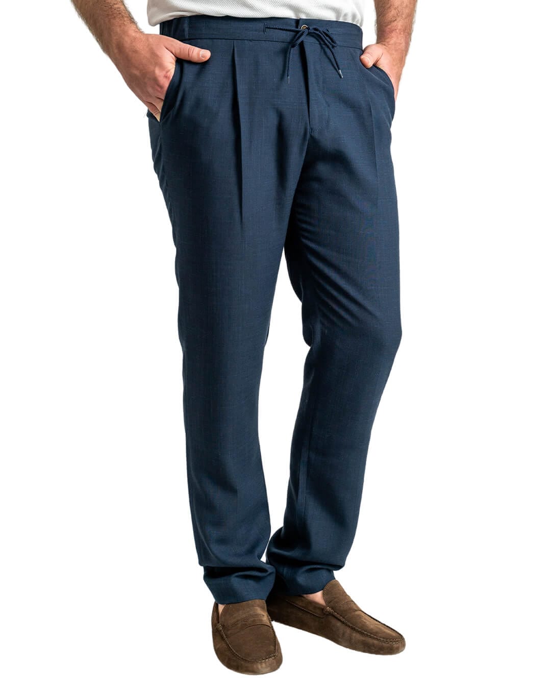 Gagliardi Trousers Gagliardi Navy Linen Blend Drawstring Trousers