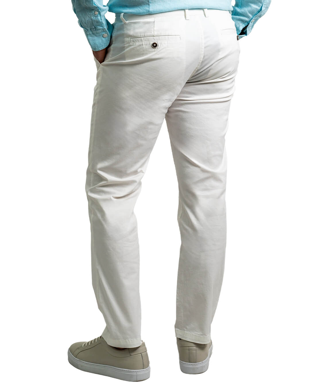 Gagliardi Trousers Gagliardi Off White Twill Stretch Cotton Chino Trousers