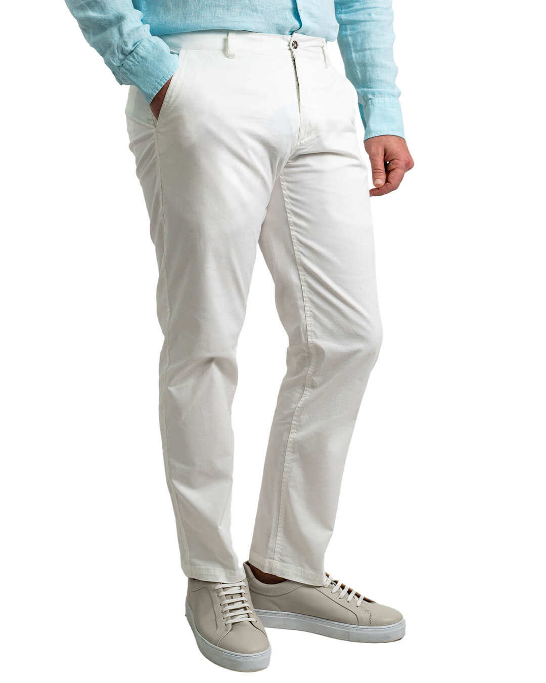 Gagliardi Trousers Gagliardi Off White Twill Stretch Cotton Chino Trousers