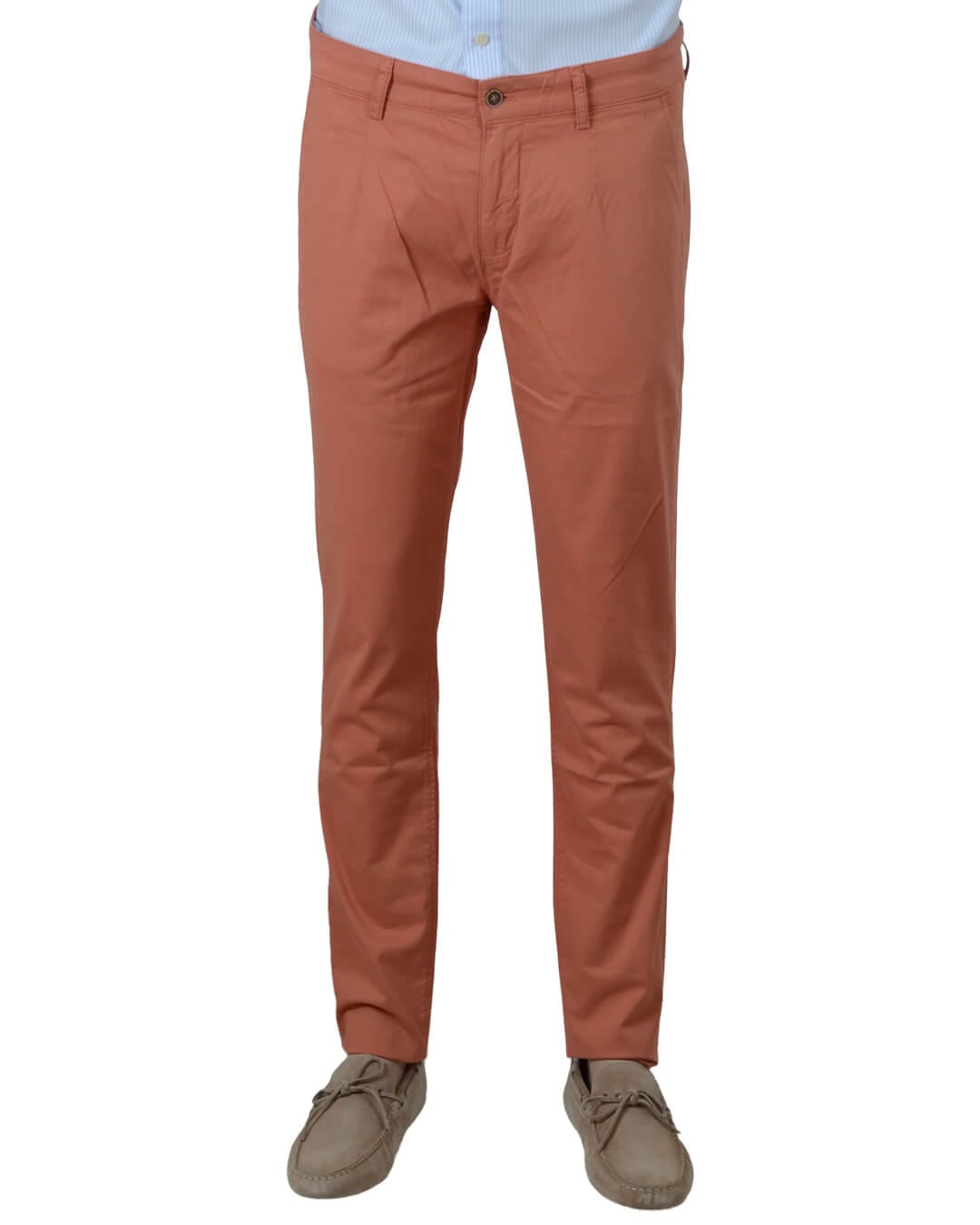Gagliardi Trousers Gagliardi Orange Herringbone Garment Dyed Chino Trousers