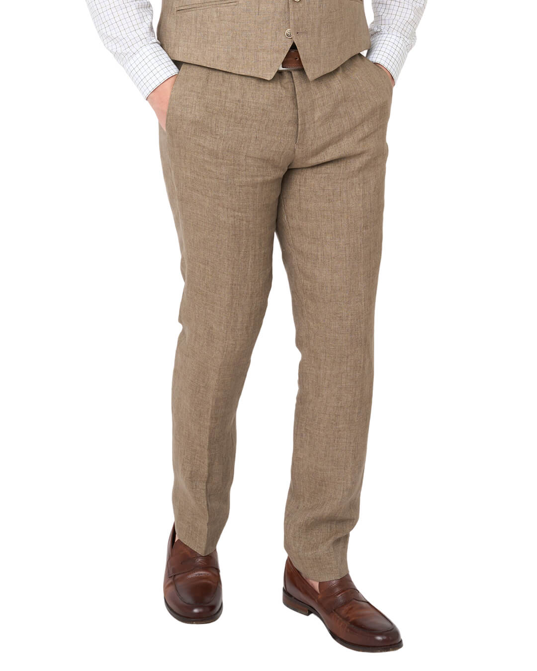 Gagliardi Trousers Gagliardi Taupe Italian Delave Linen Trousers