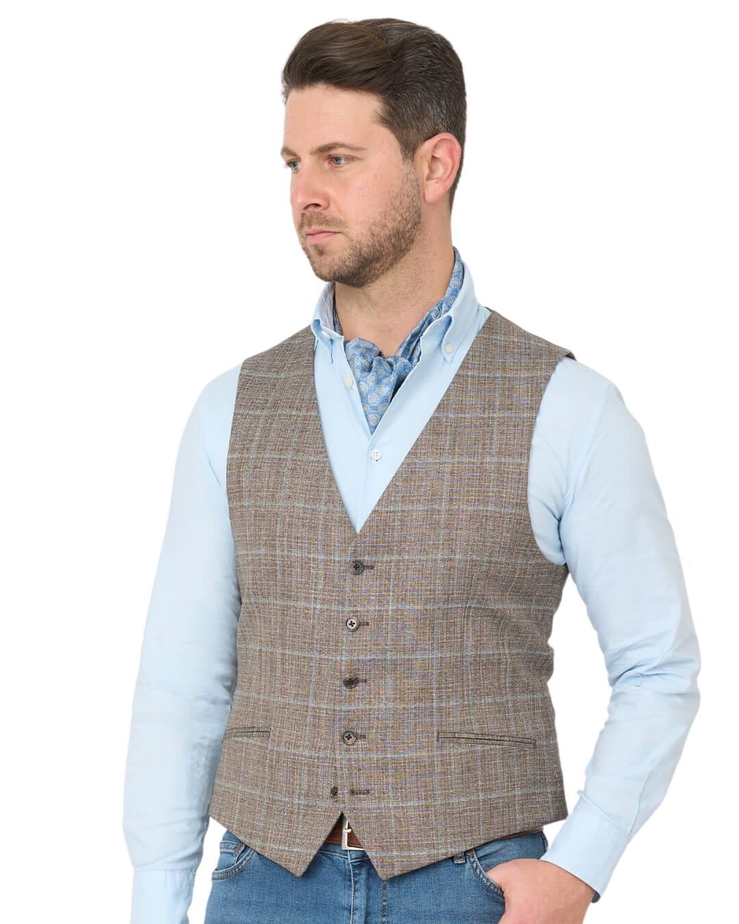 Gagliardi Waistcoats Gagliardi Beige Mouline Windowpane Waistcoat